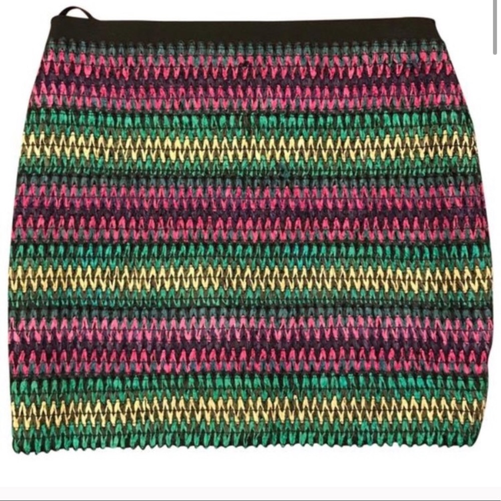 Thakoon Multicolor Tweed Raffia Stripe Mini Skirt